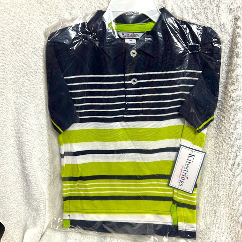 New w/ tags in original packaging boys, size 3T polo style shirt by Kite strings